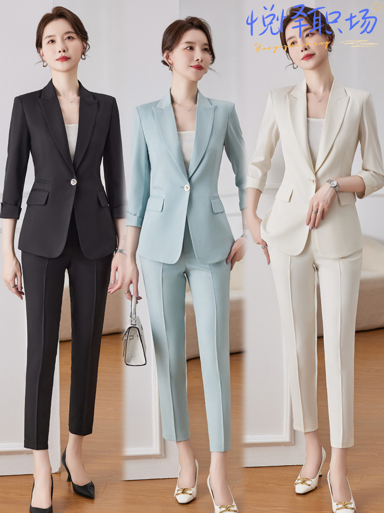 Suit suit Women's Spring and Summer Elegant Business Wear High-end Hotel Front Desk Work Clothes Jewelry Gold Shop Work Suit