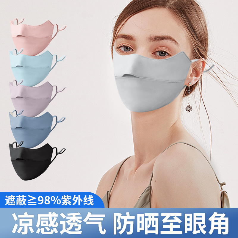 Picture of Sunscreen Mask Women's Sunshade Eye Angle Summer Riding Outdoor UV Protection Nylon Ice Silk Mask Black Men