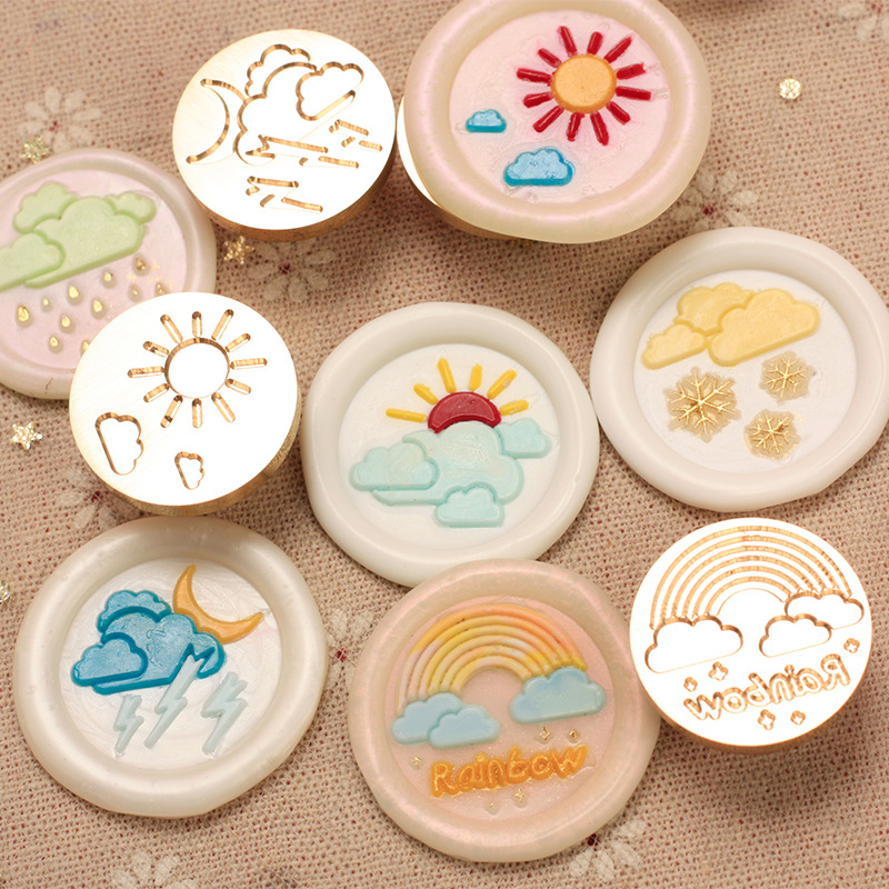 Weather Series sunny and rainy day fire paint seal round seal single head 2.5cm fire paint seal hand account decoration