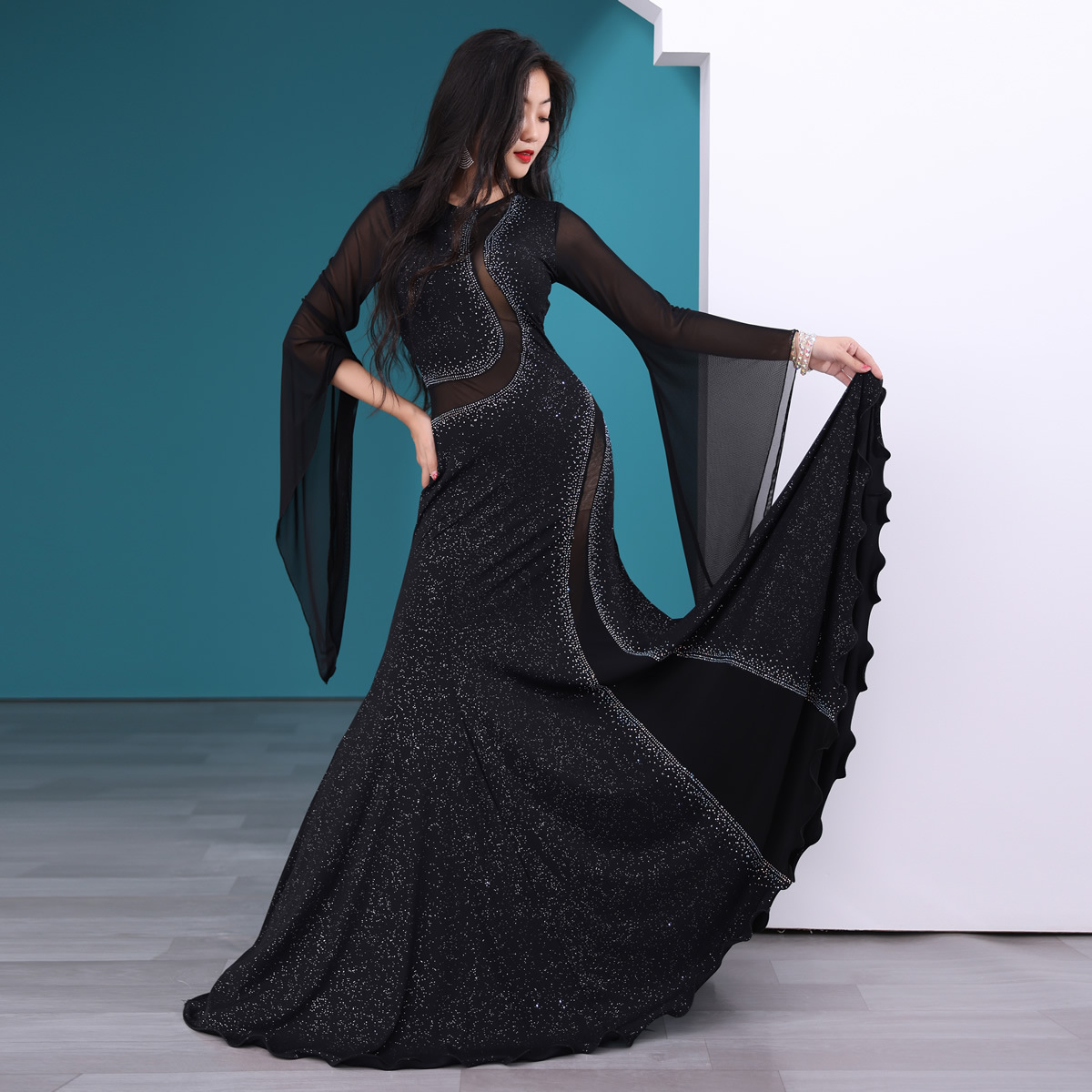Picture of Dancer Belly Dancer suit Iraq iraq Hair Shake Robe Kawleeya Performance Suit Yarn Performance Suit 5581
