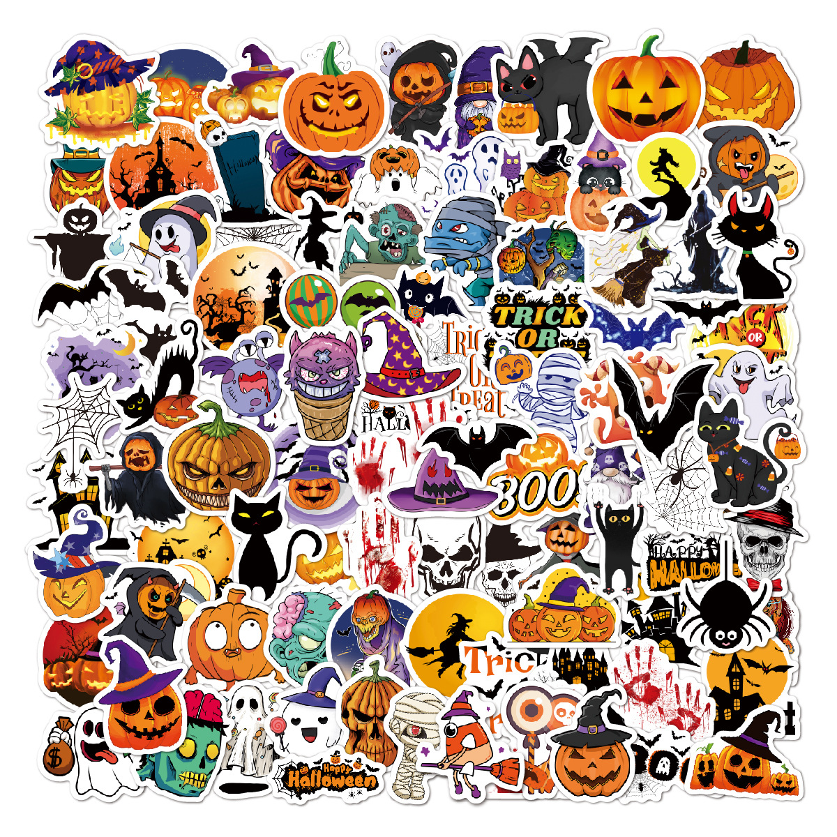 Picture of Halloween Stickers 2025 Holographic Laser Suitcase Water Cup Holiday Party Decoration Halloween Waterproof Stickers