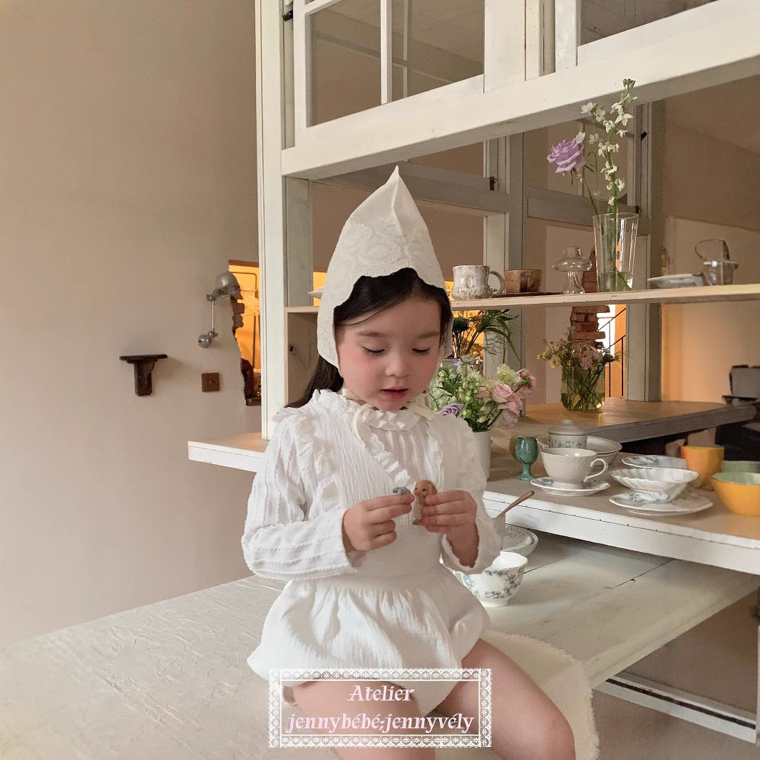 2025 Baby Girl Spring Clothes Western Style Lace Strap Bag Fart Climbing Wear Korean Long Sleeve Top Children's Clothing