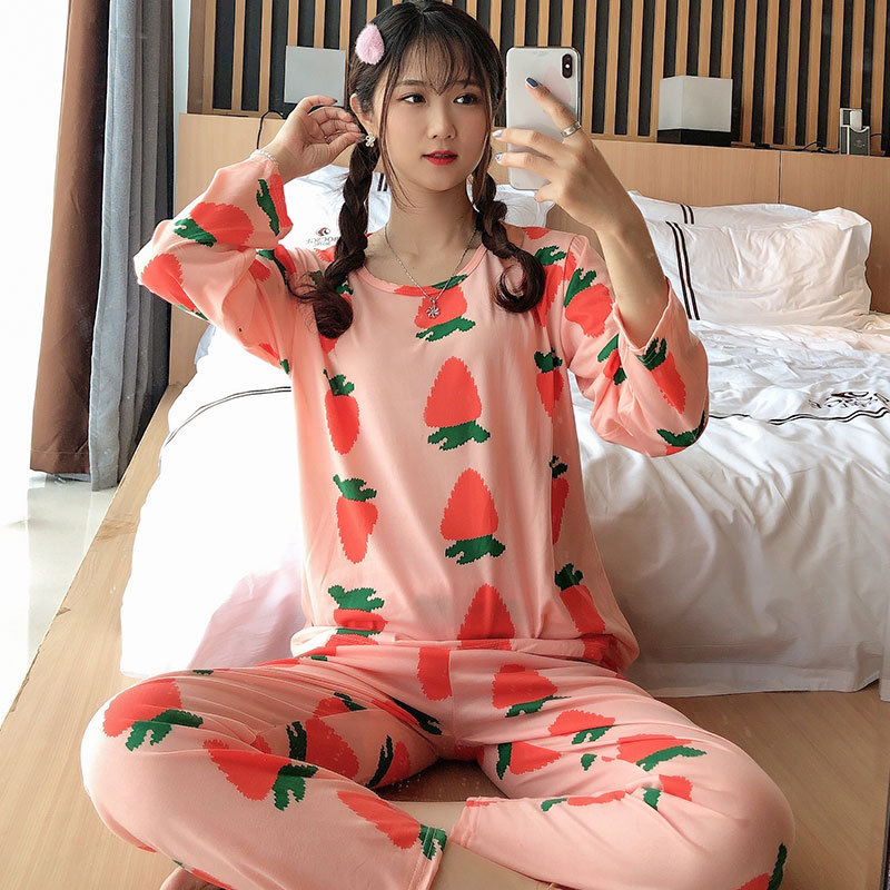 Picture of Factory Clearance Welfare Spring and Autumn Pajamas Women's Casual Comfortable Lady Style Long Sleeve Trousers Two-Piece Home Clothes