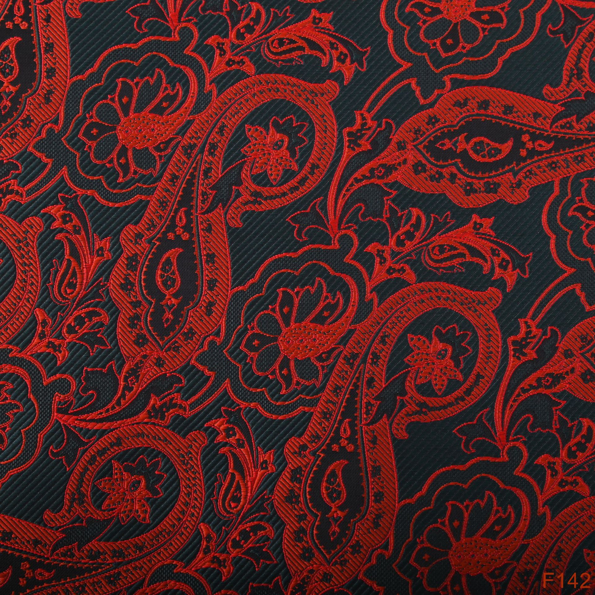 High-End Men's Business Suit Fabric Banquet European Retro Paisley Flower Red Gold Pattern Soft Skin-Friendly Anti-Wrinkle No Ironing