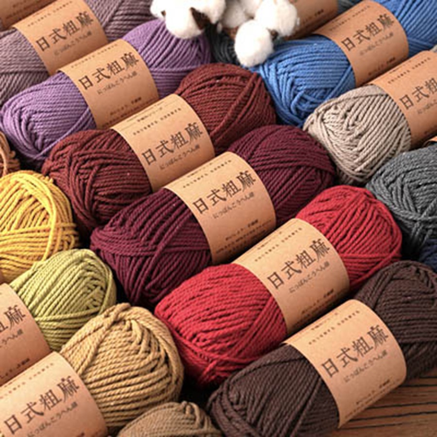 Wholesale hand-woven diy hemp thread Japanese coarse hemp hook hat thread cotton hemp hook bag hook thread medium thick crochet