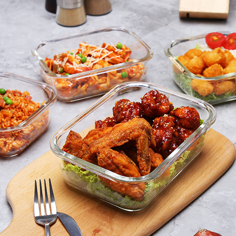 Picture of High Boron Glass Lunch Box Accompanying Gift Heating Bowl Microwave Oven Refrigerator Fresh-keeping Box Office worker Lunch Box with Meal Lunch Box