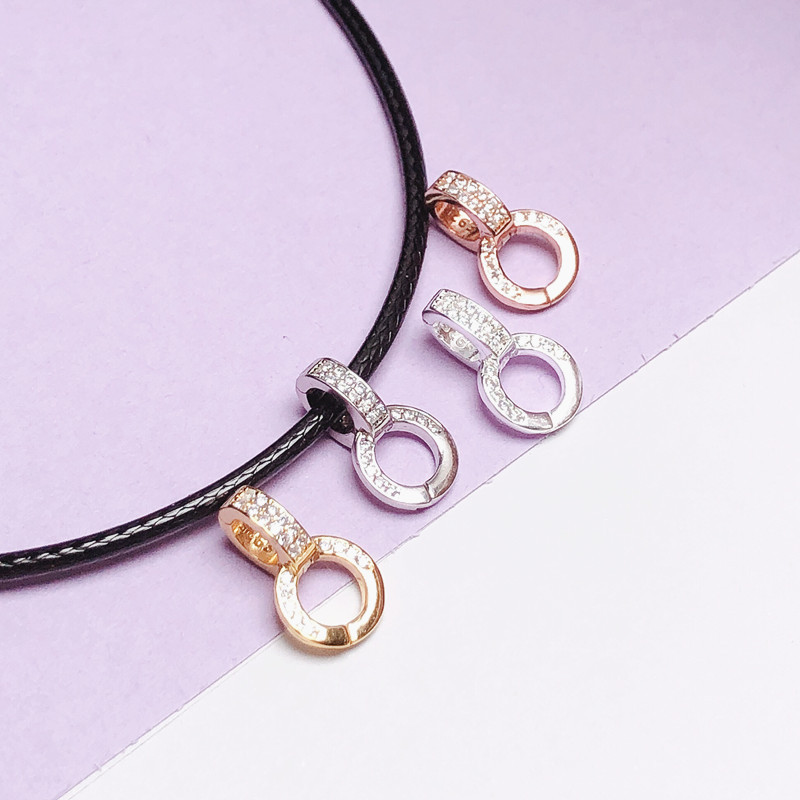 Picture of Connecting Buckle 925 Sterling Silver DIY Jewelry Universal Buckle Double-Ring All-Match Buckle Jade Pearl Necklace Pendant Buckle