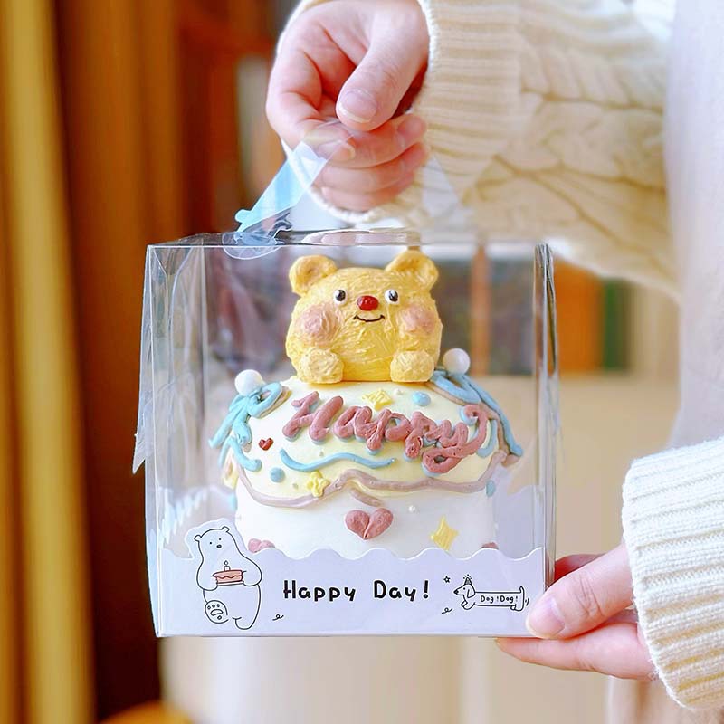 4 inch portable transparent cake box 4 inch double layer height thickened 4/5/6 Mu Si pastry baking dessert box