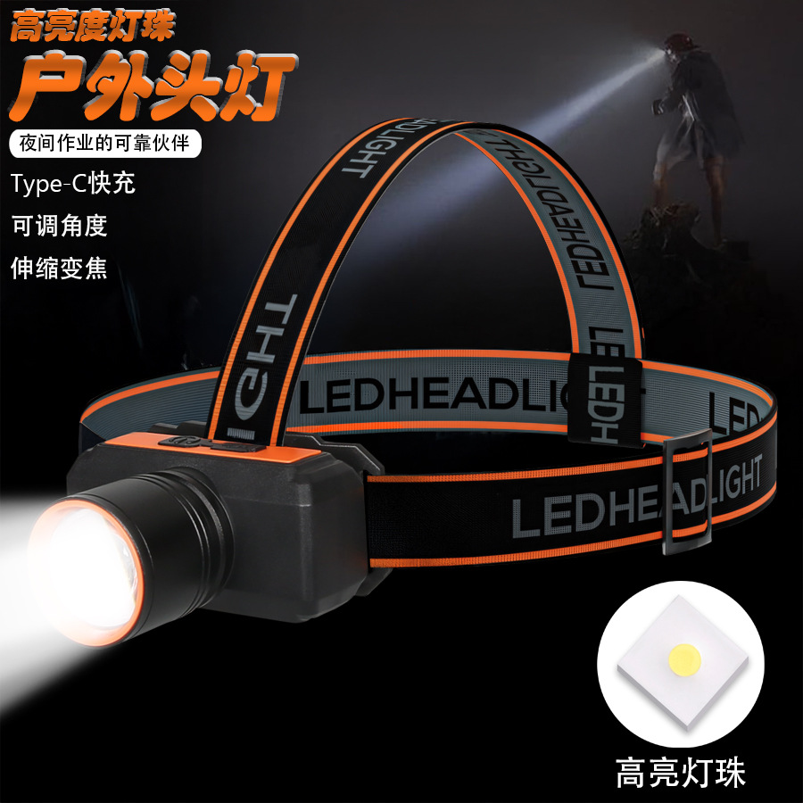 Cross-border new induction strong light night fishing light white laser multifunctional zoom outdoor fishing head-mounted lighting headlamp