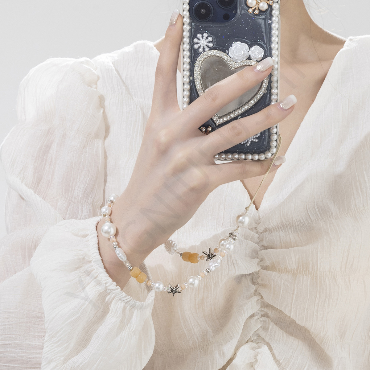 Cross-border Pearl Flower Bracelet Keychain Pendant Shell Pendant Pearl Accessories Mobile Phone Bag Decoration Wholesale