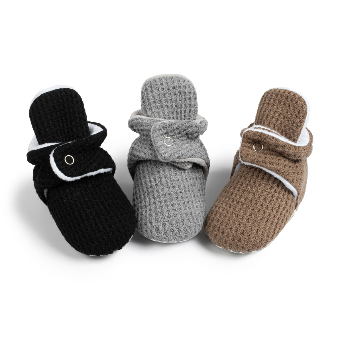 2024 Cross-Border Spring & Fall New Baby Socks and Shoes Stripesd Non-Slip Soft Bottom Baby Toddler Shoes Warm Buckle Non-Falling Shoes