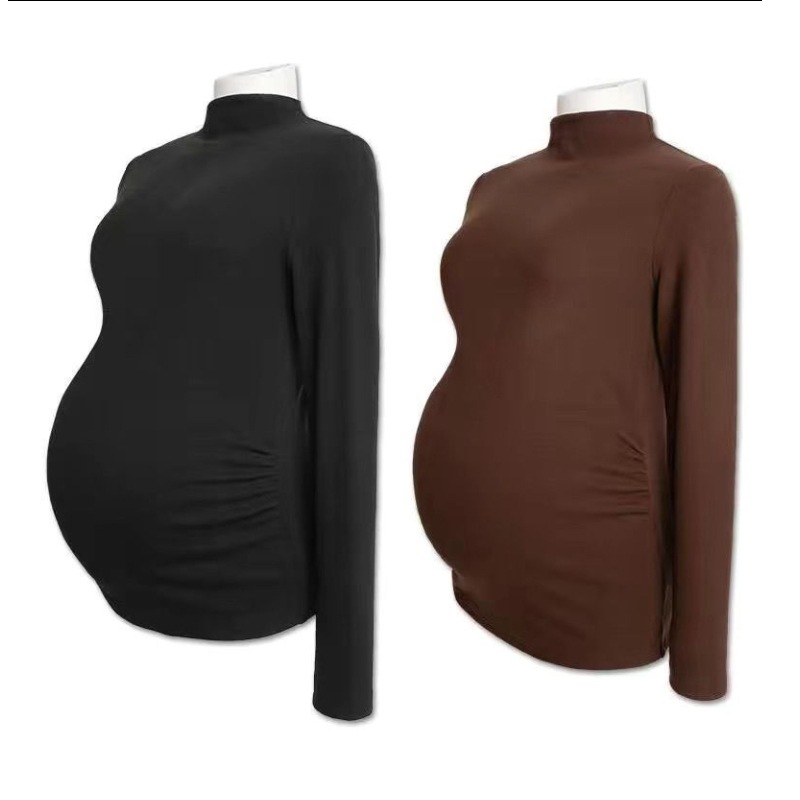 Picture of Pregnant women's clothing fashion spring autumn winter two-piece pregnant women adjustable abdominal pants solid color velvet warm bottoming shirt suit