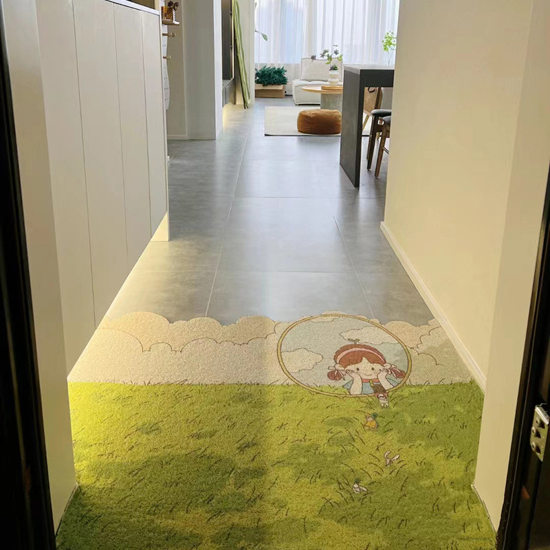 Fresh and Simple Entrance Door Mat, Cuttable Pvc Wire Loop Mat, Dirt-Resistant and Easy to Maintain, Entry Mat, Mud Scraper Foot Mat