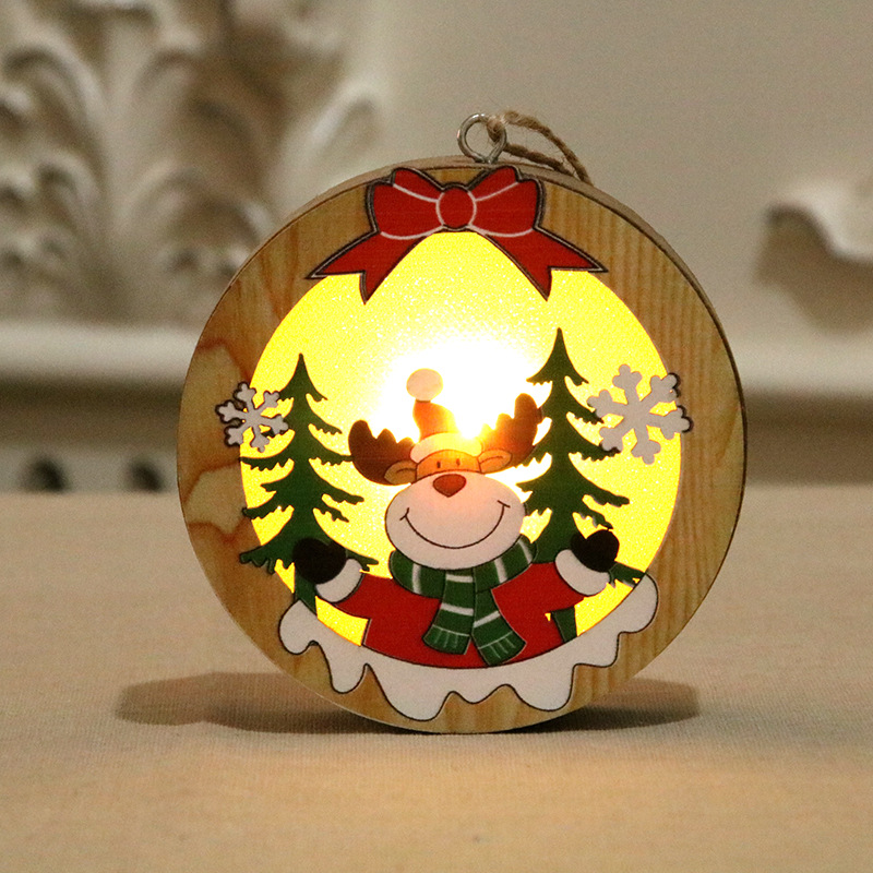 Picture of Christmas decorations wooden luminous pendant Christmas tree decoration pendant Christmas gift wooden pendant