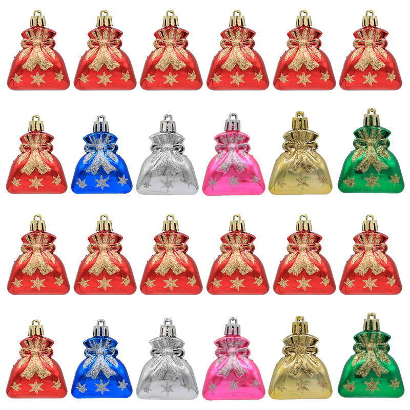Cross-border wholesale Christmas tree decorations Christmas gift bags plastic plating painted decorative props bag shape