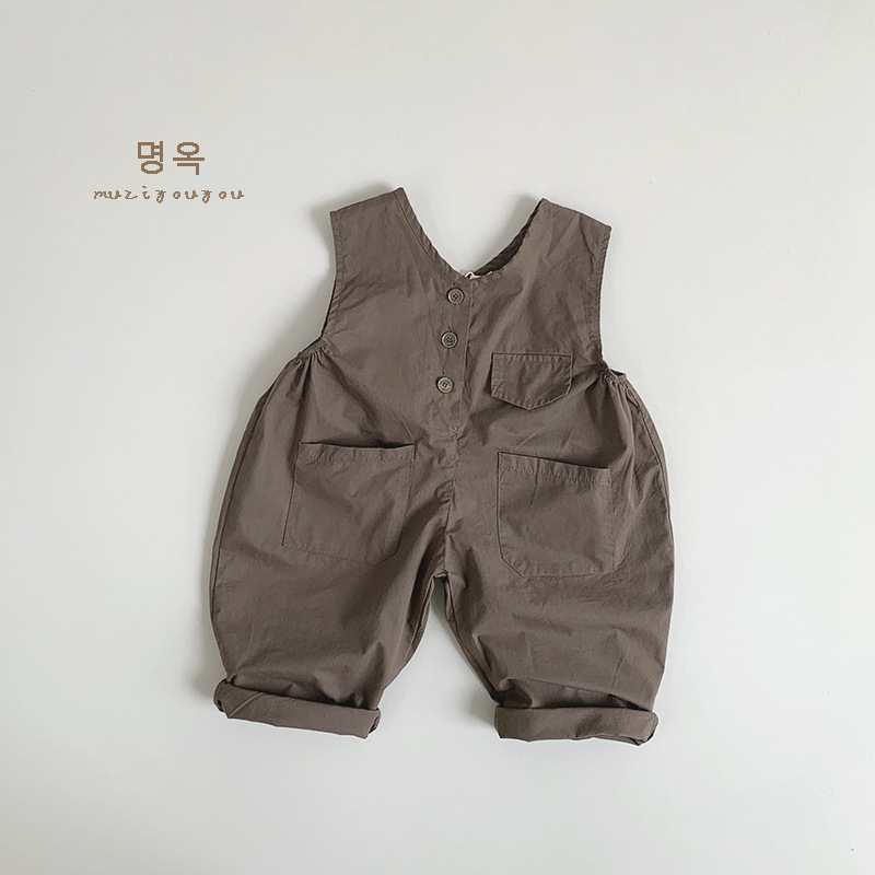 Picture of Spring and Summer Fashionable Style Children's Thin Strappy Pants for Boys and Girls New Korean Style Mori Retro One-Body Clothes Baby Children's Clothing