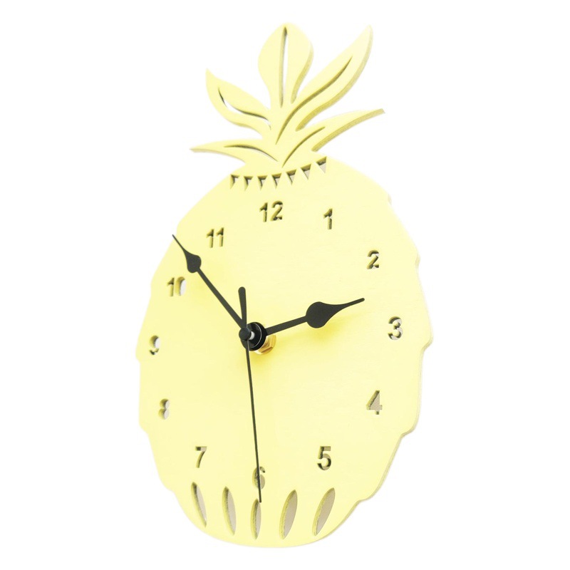 INS Nordic Style Pineapple Clock Children's Room Clock Wooden Mute Clock Wall Decoration