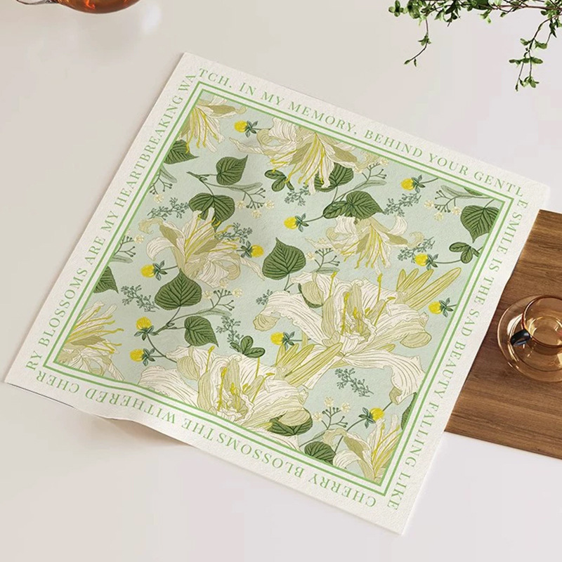 Picture of Drum washing machine cover pad flower diatom mud absorbent draining pad American pastoral style refrigerator microwave oven dust pad
