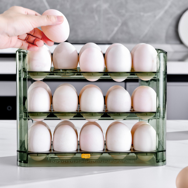 Picture of Egg storage box kitchen fresh-keeping egg box storage artifact refrigerator side door egg holder flip egg rack