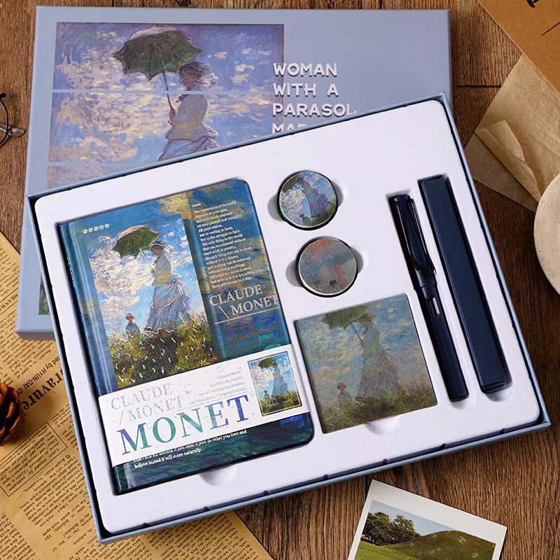Picture of Starry Sky Ledger Set Creative Tape Sticker Gift Van Gogh Oil Painting Bookmark Set Gift Box Ledger Notebook