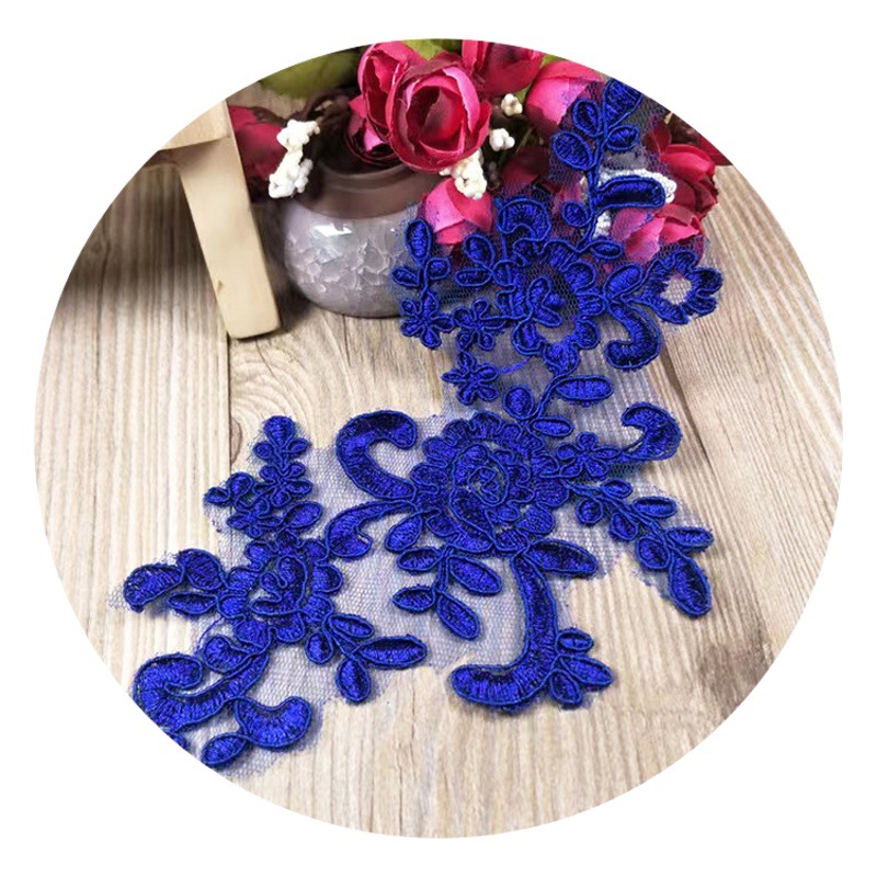 Wedding dress embroidery applique piece flower handmade DIY bridal head jewelry material white red black lace clothing accessories