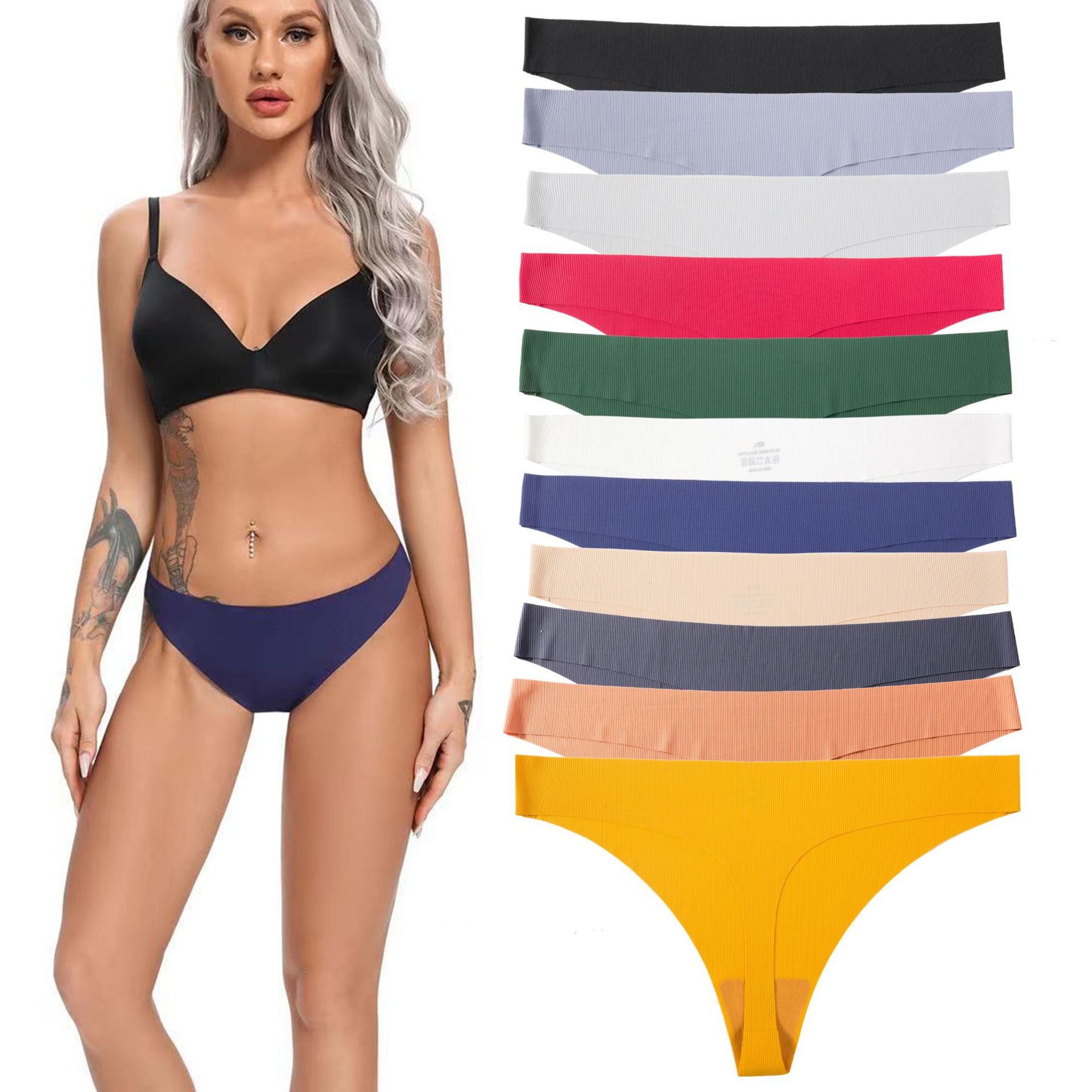 European and American Sizes Amazon Ebay Super Elastic Seamless One-Piece Invisible Quick-Drying Sports Bikini Thong Comfortable