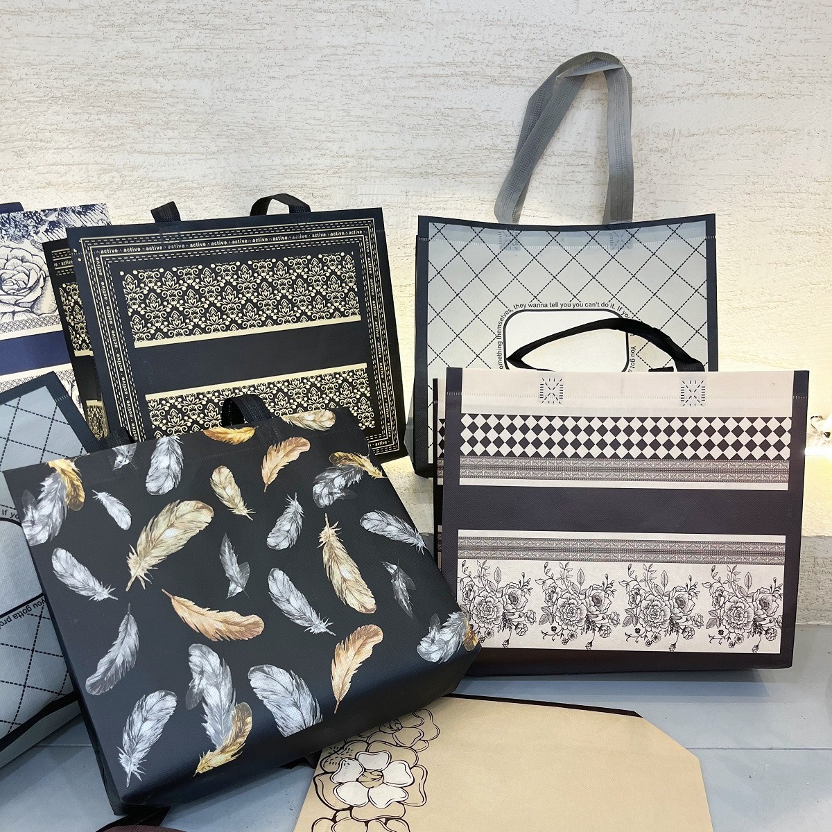 Thickened non-woven bag handbag spot printing canvas shopping bag gift clothing store advertising bag logo