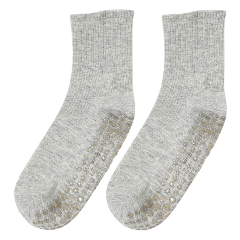 Yoga Socks, Autumn Pilates Socks, Non-Slip Professional Women's Mid-Calf Sports Fitness Japanese-Style Long Socks Wholesale with Adhesive Dots