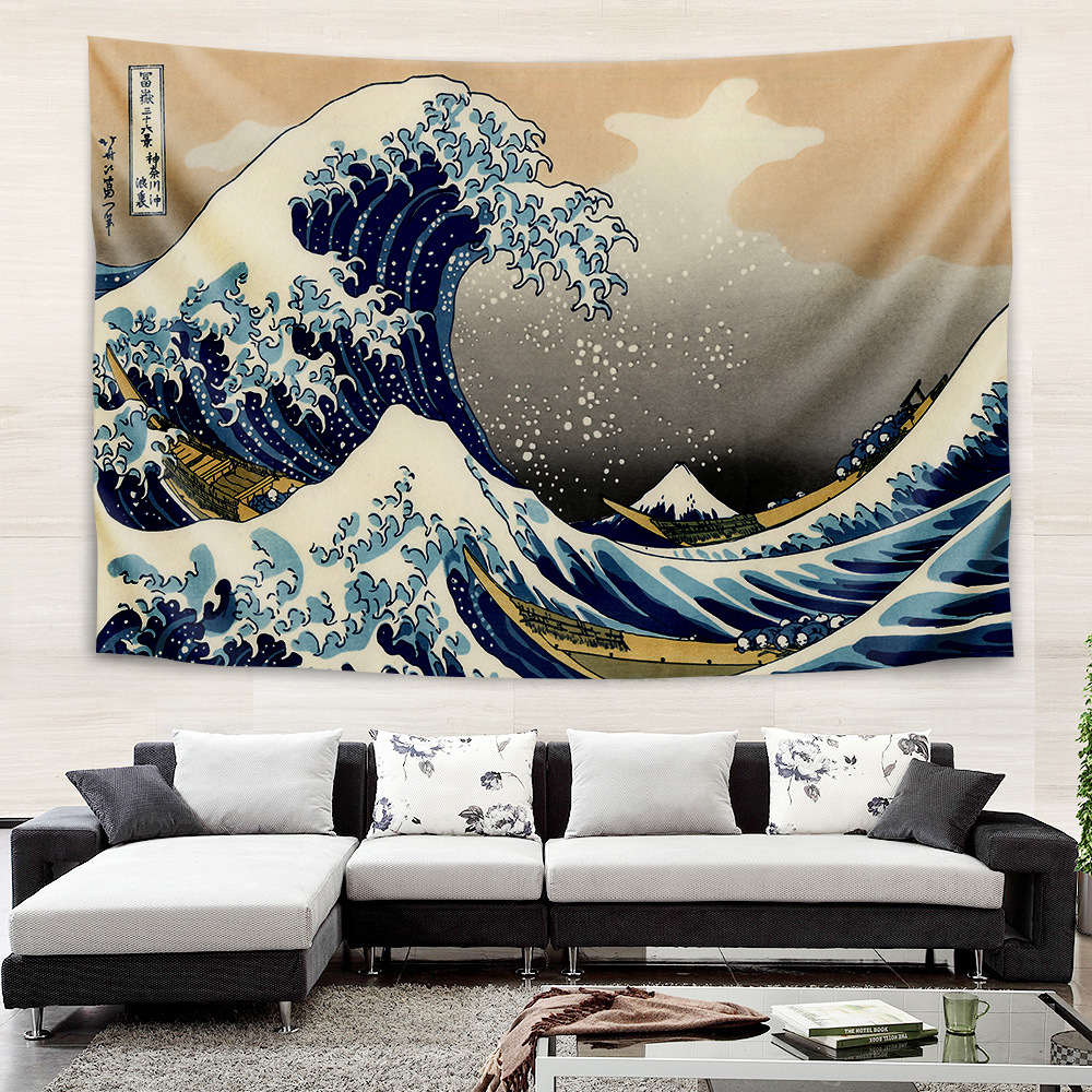 Picture of Internet Celebrity Background Cloth Ins Style Ukiyo-e Wall Cloth Tapestry Bedroom Room Decoration Background Wall Bedside Hanging Cloth