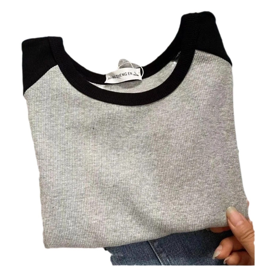 High-end Summer Korean-style New Shoulder Short T-shirt Women's Short-sleeved Tight Slimming Top Summer Slim-fit T-shirt Trendy