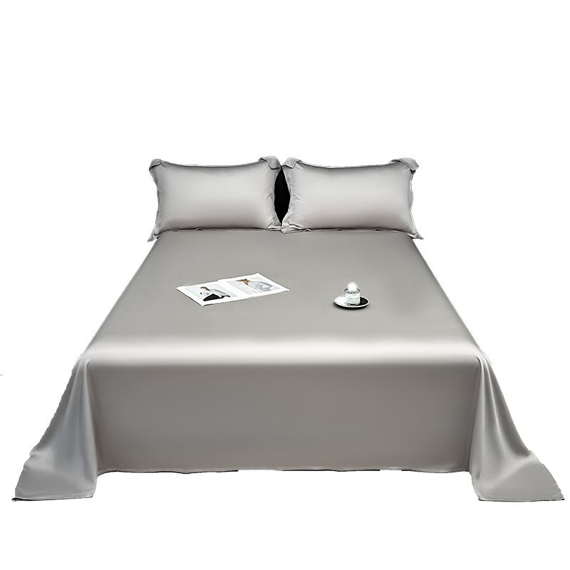 Picture of Summer Ice Silk Bed Sheet Three-Piece Set Solid Color Skin-Friendly Comfortable Water Washable Machine Washable Durable Student Dormitory Single Bed Sheet