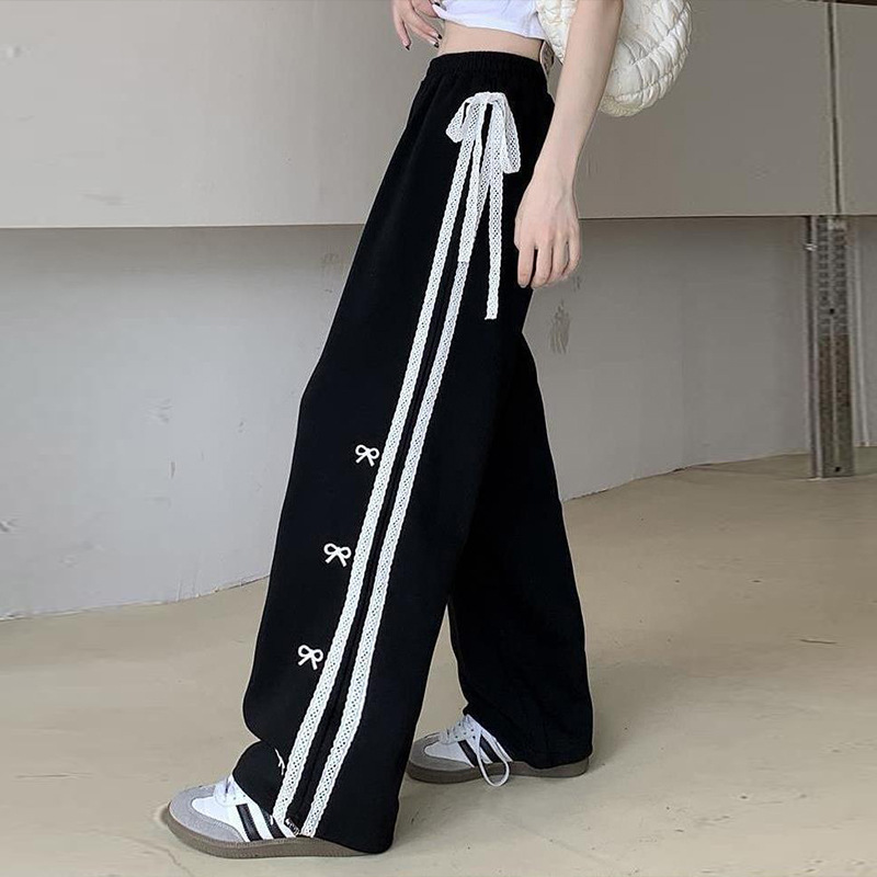 Girls' Spring and Autumn Pants Children's 2024 Autumn New Arrival Western Style Wide Leg Pants Big Children's Casual Sports Girls' Sweat Pants