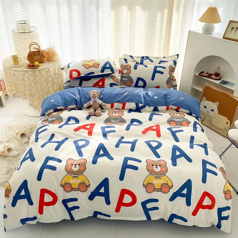 Picture of Four-Piece Brushed Skin-Friendly Thickened Duvet Cover Set, Student Dormitory Three-Piece Quilt Set, Suitable for All Seasons, Internet Celebrity Hot Item