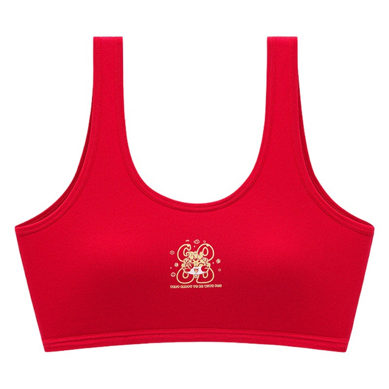 Girls' Benmingnian Underwear suit Girls' Vest Development Middle School Students Big Children Girls Junior High School Big Red Cotton