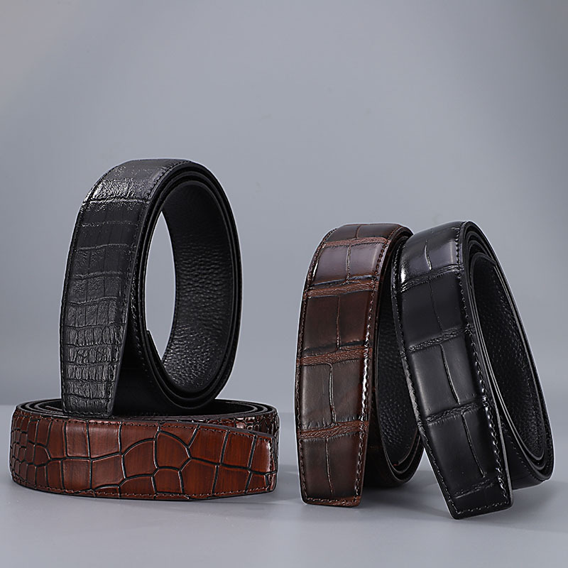 New Product in Stock First-Layer Cowhide Automatic Belt for Men, Versatile Business Crocodile Pattern Dragon Youth Belt, Wide Girdle Wholesale