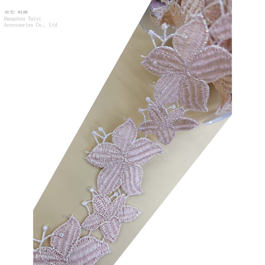 21 Spring and Summer New Pink Size Butterfly Lace Girl Sweet Flower Taiwan Embroidery Barcode Lace