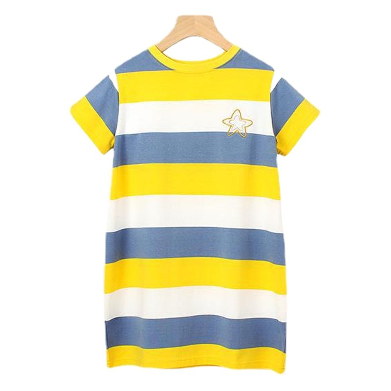 Summer Korean version of children's clothing new girls dress children embroidery knitted short sleeve t skirt girls princess skirt wholesale