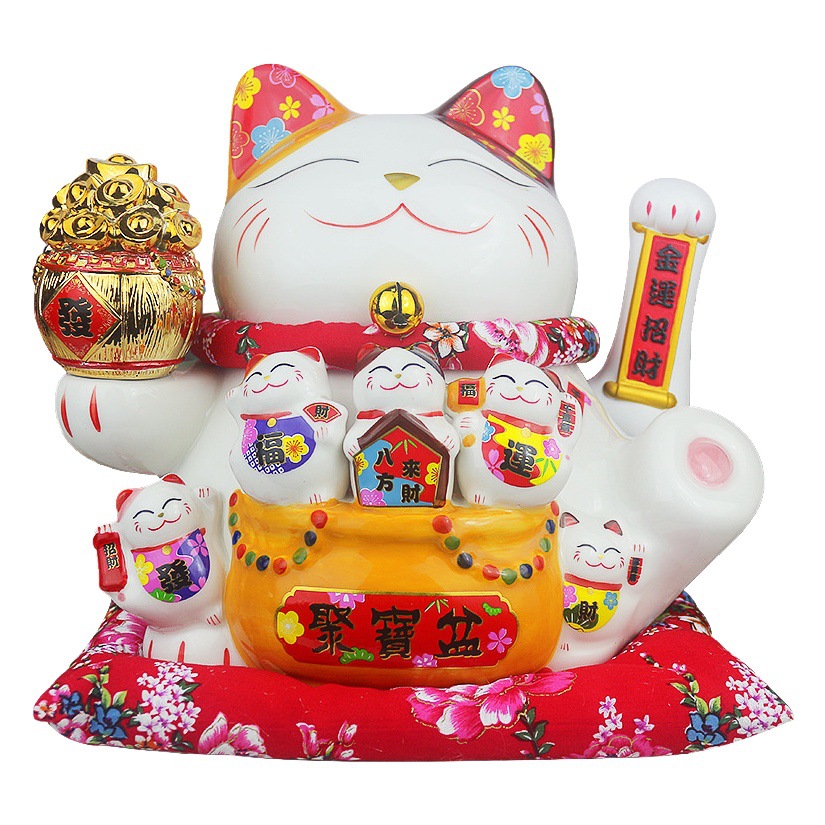 Wholesale waving lucky cat ornaments electric lucky cat large shop cashier home opening gift automatic