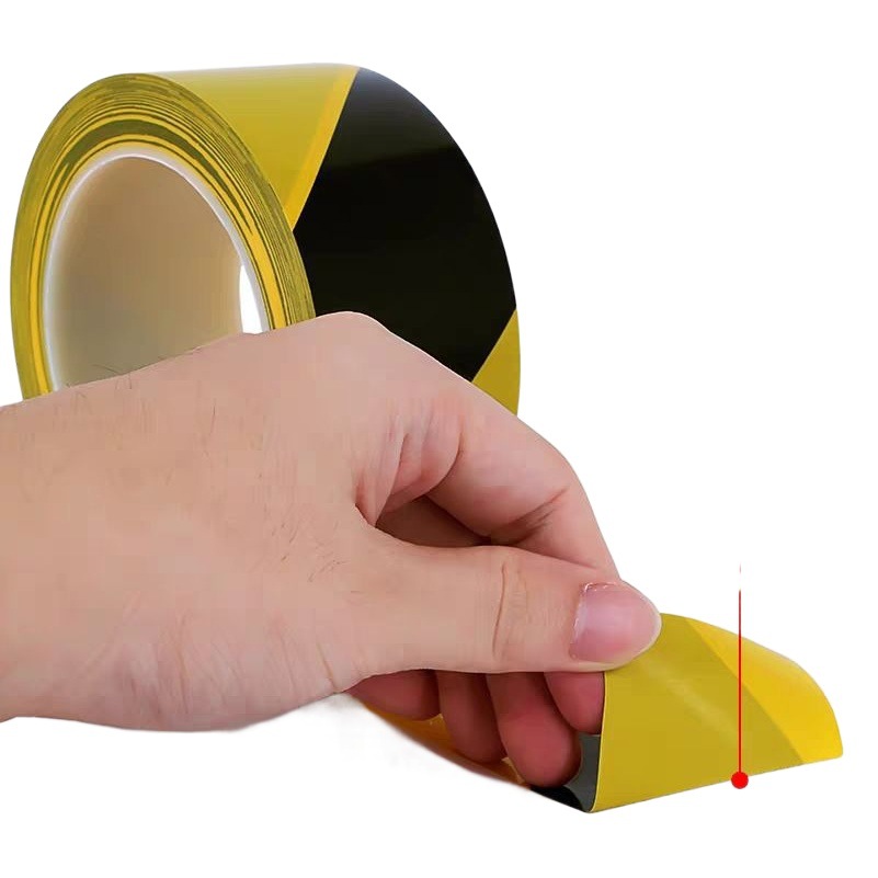 Pvc warning tape black and yellow zebra crossing safety warning glue paste workshop ground stair line tape wholesale