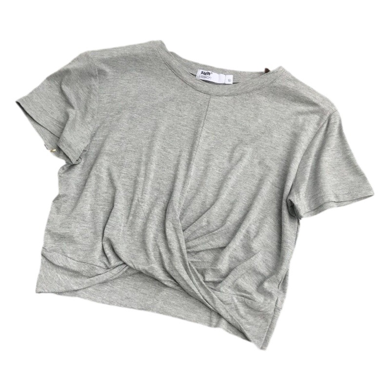 Modal Irregular Short Navel-exposed Short-sleeved Women's Summer Distinctive T-shirt Slimming All-match Solid Color Top Base Shirt