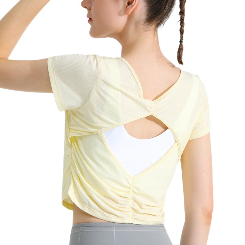 Runa Pulse Cool Short-Sleeved Women's Cut Out Beautiful Back Fitness Top Running Sports T-Shirt Breathable Yoga Wear Summer