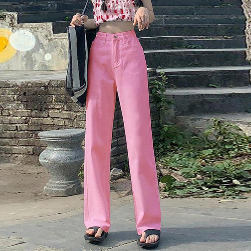 Picture of Loose Straight Leg Jeans Women's 2023 New High Waist Korean Style Slim Look Tall Wide Leg Trendy Trendy Trousers