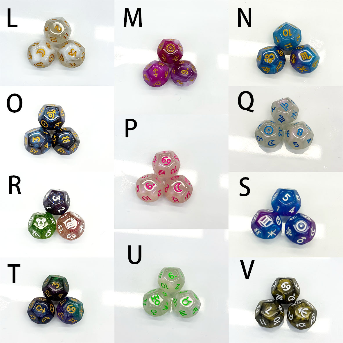 Picture of 12-sided two-color star symbol DICE twelve-sided constellation DICE D12 game Lucky Star throw sieve DICE