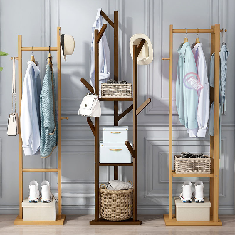 Floor-to-ceiling clothes hangers, simple coat racks, vertical bedroom storage racks, home room indoor bag storage racks