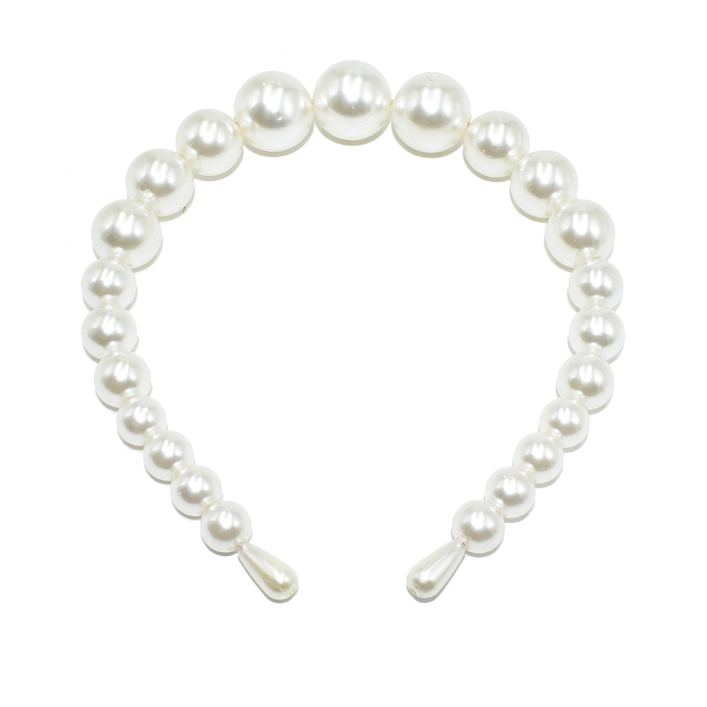 Picture of European and American Hot Selling Ladutong Large Pearl Headband Wedding Headwear Photo Studio Jewelry Handmade Beaded Pearl Headband