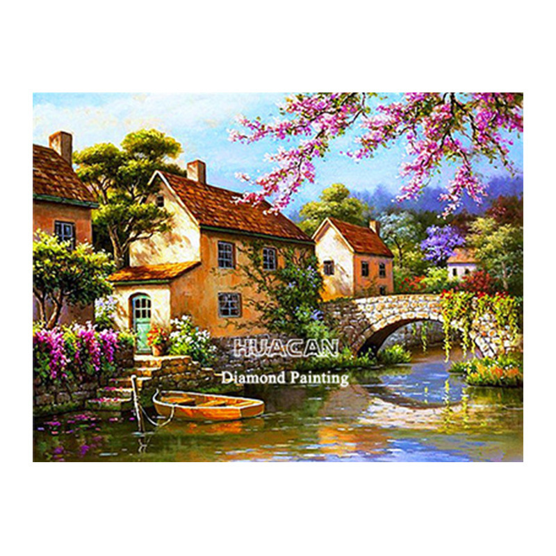 Picture of 5d diamond painting 2021 new full diamond back garden living room handmade crystal dot stick diamond brick sticker cross stitch
