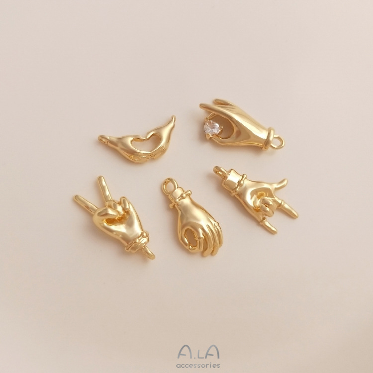 Color preserving 14K gold OK love you than heart gesture pendant handmade diy bracelet necklace pendant earrings jewelry pendant