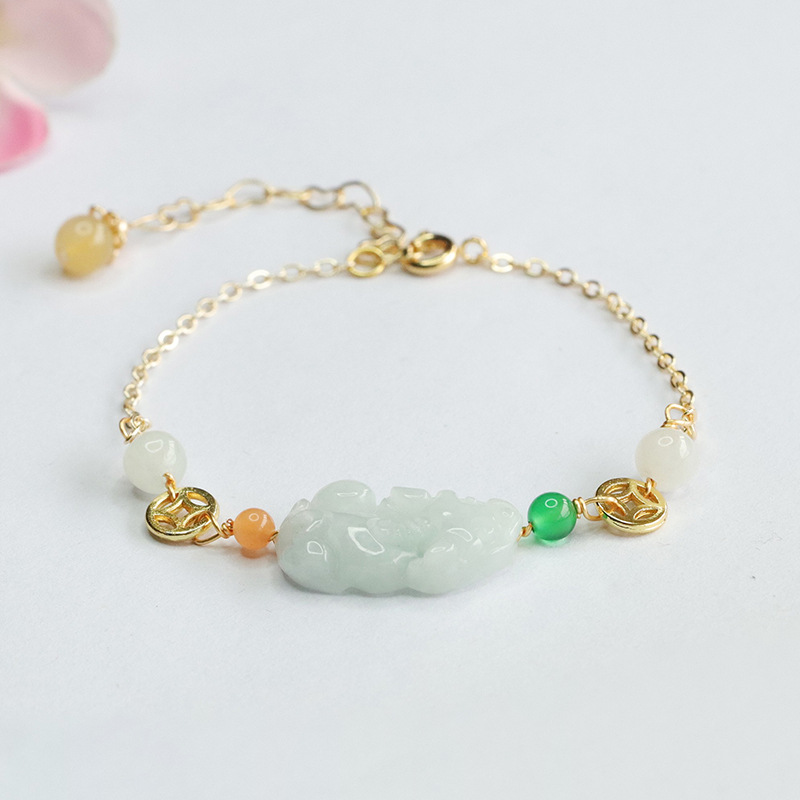 As soon as Yu natural Burmese a jade brave bracelet jade bracelet female factory wholesale generation FC4040903