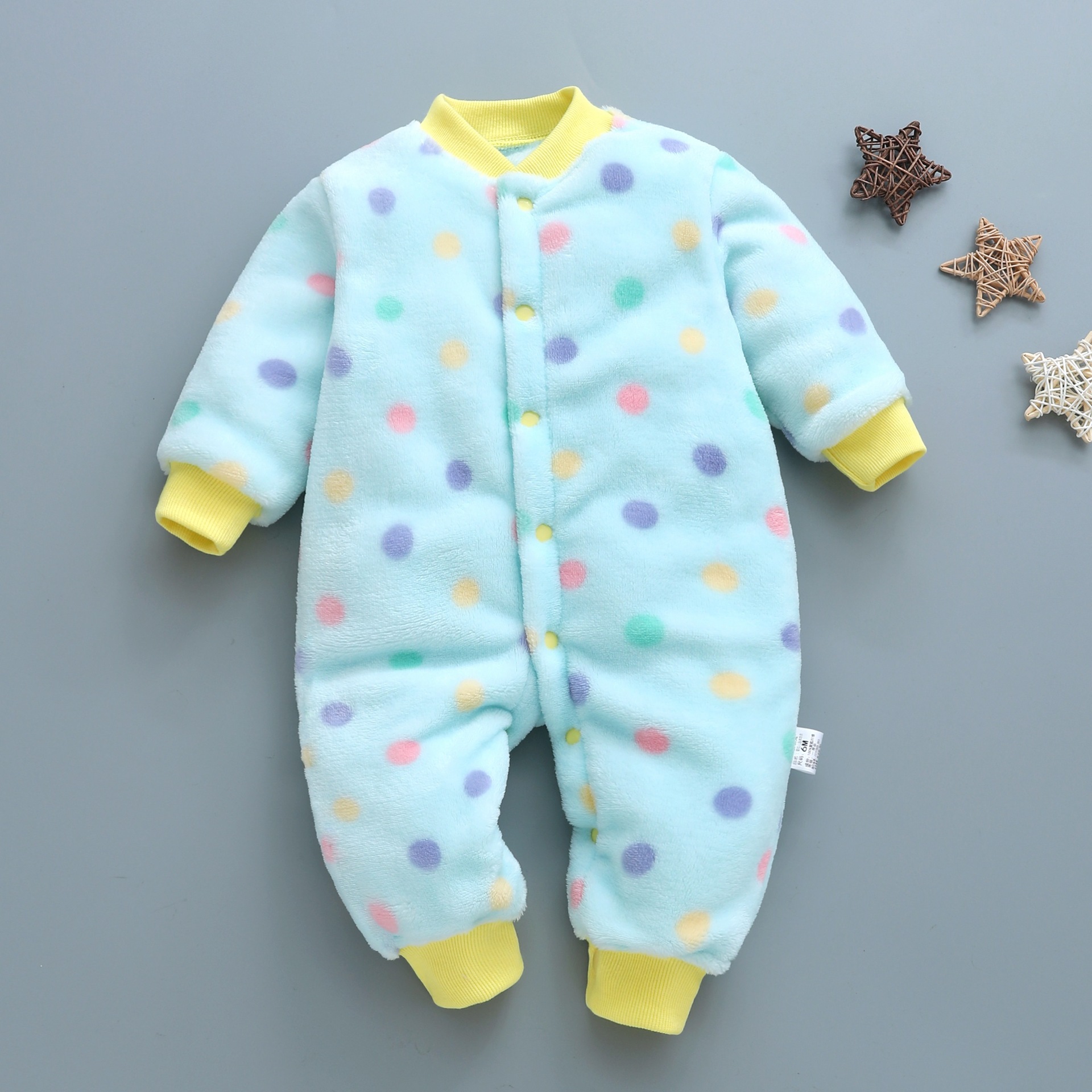 Picture of Baby Clothes Clothing Spring Autumn and Winter Short-sleeved Thickened Hassel Men's and Women's Baby Flannel Warm Jumpsuit Pajamas