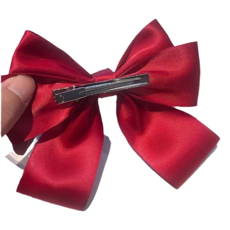 8 25mm Polyester Handmade Three-Layer Red Big Bow Little Red Book Duckbill Clip Hairpin Headwear Bow